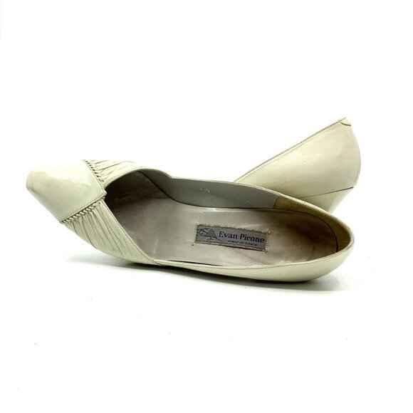 EVAN-PICONE Women's BONE Leather TEXTURED DETAIL Slip-On PUMPS HEELS - Picture 6 of 6